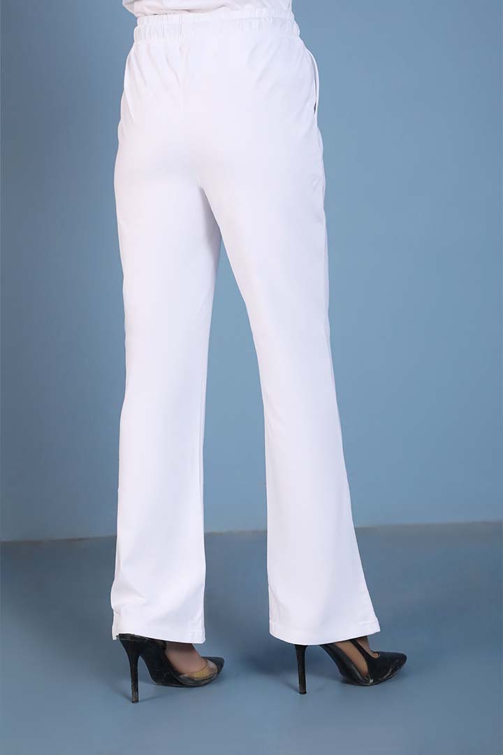 White Dyed Knit Boot Cut Trouser