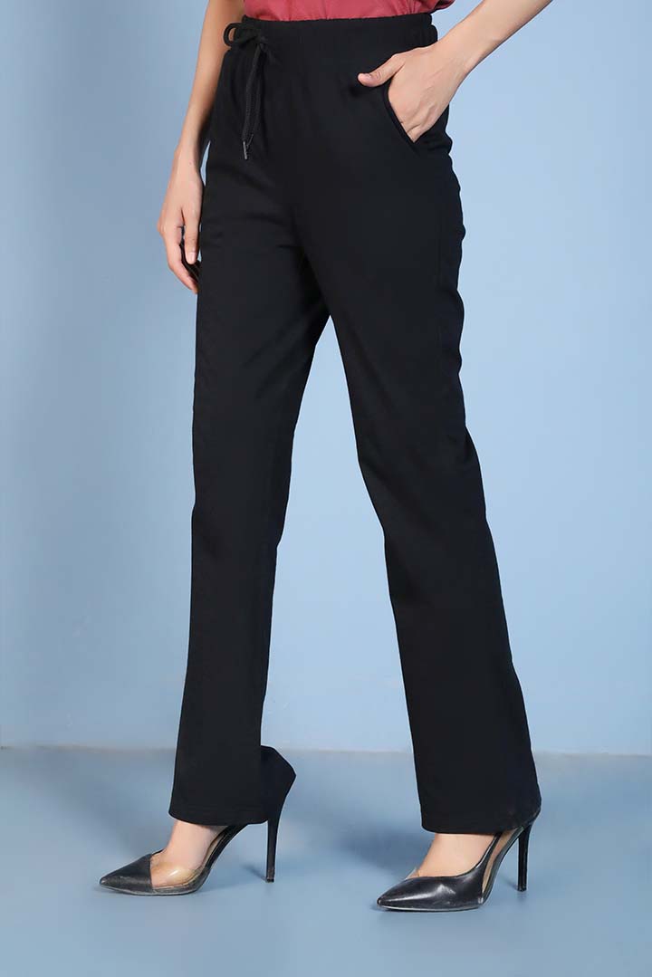 Black Dyed Knit Boot Cut Trouser