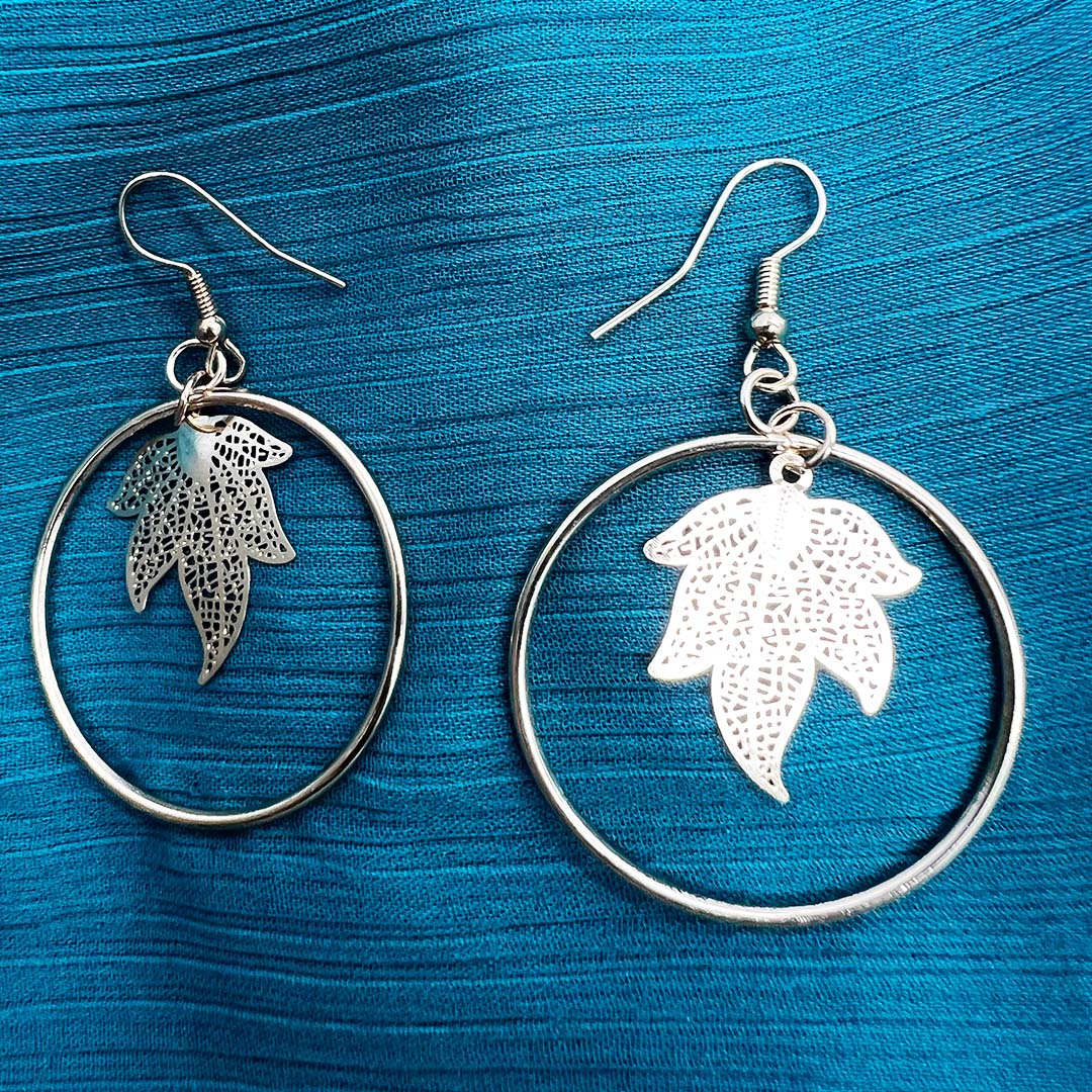 Cute Round Filigree Cutout Hoop Drop Geometric Plant Earrings