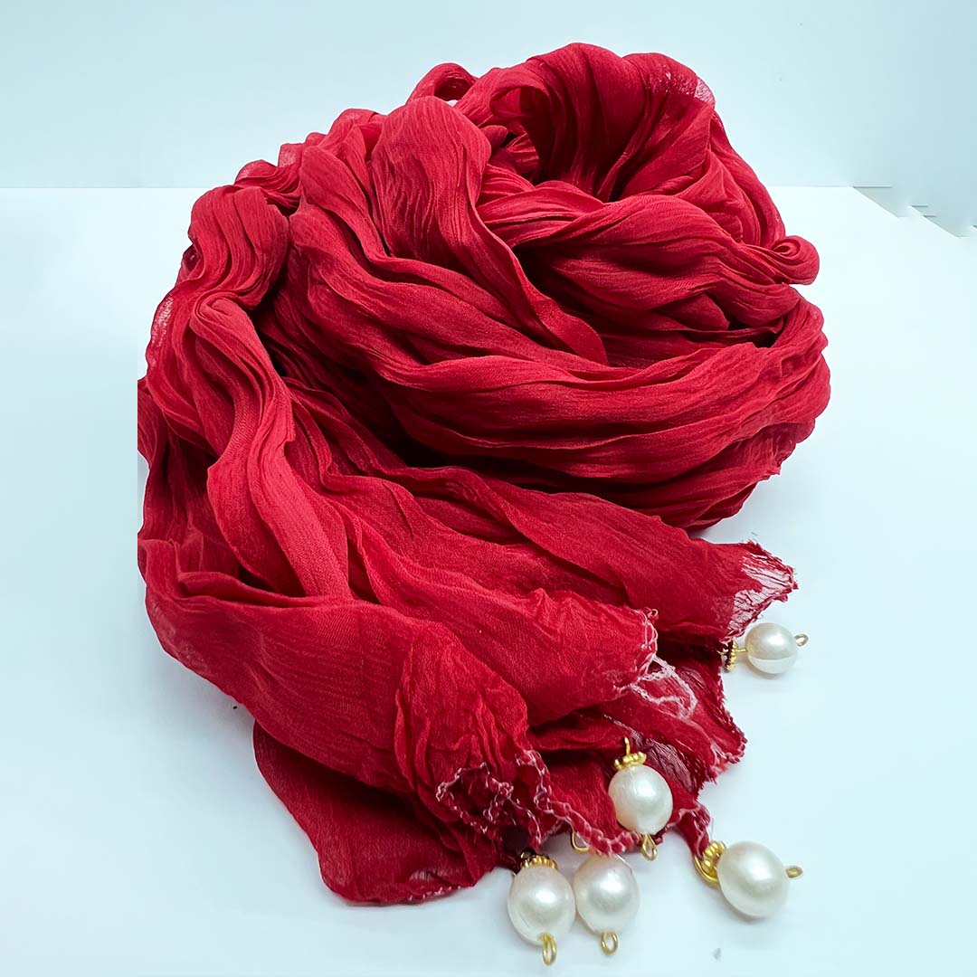 Red crush chiffon Dupatta