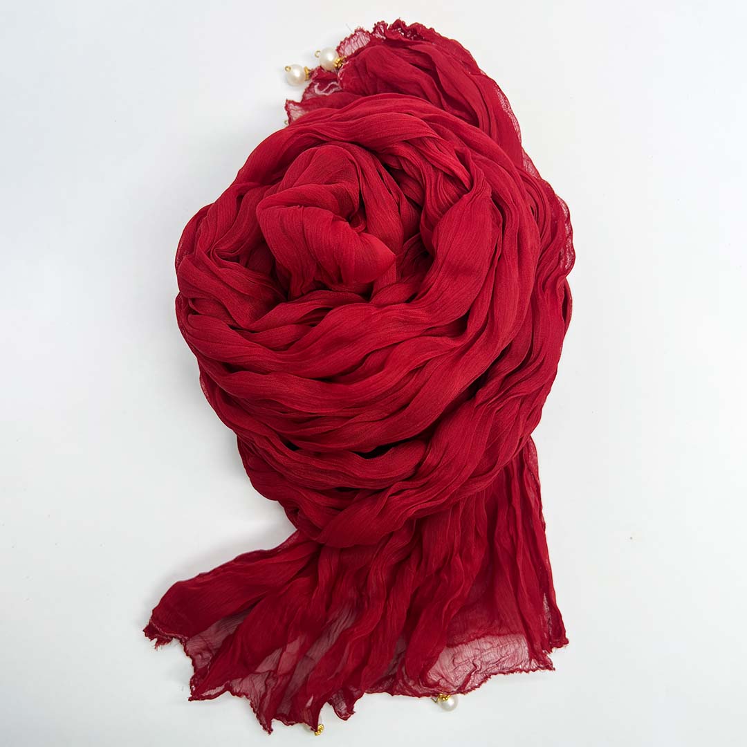 Red crush chiffon Dupatta