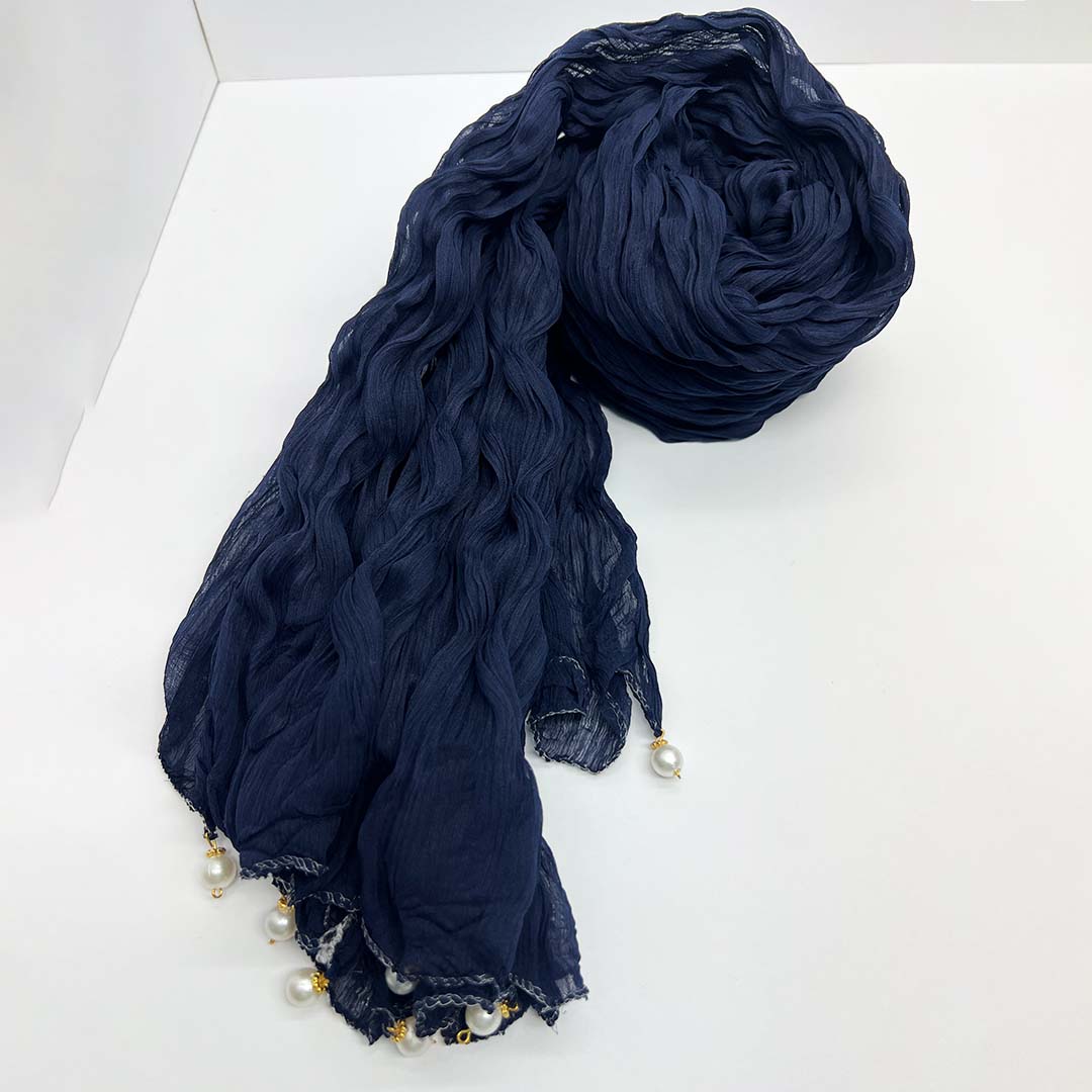 Navy blue crush chiffon Dupatta