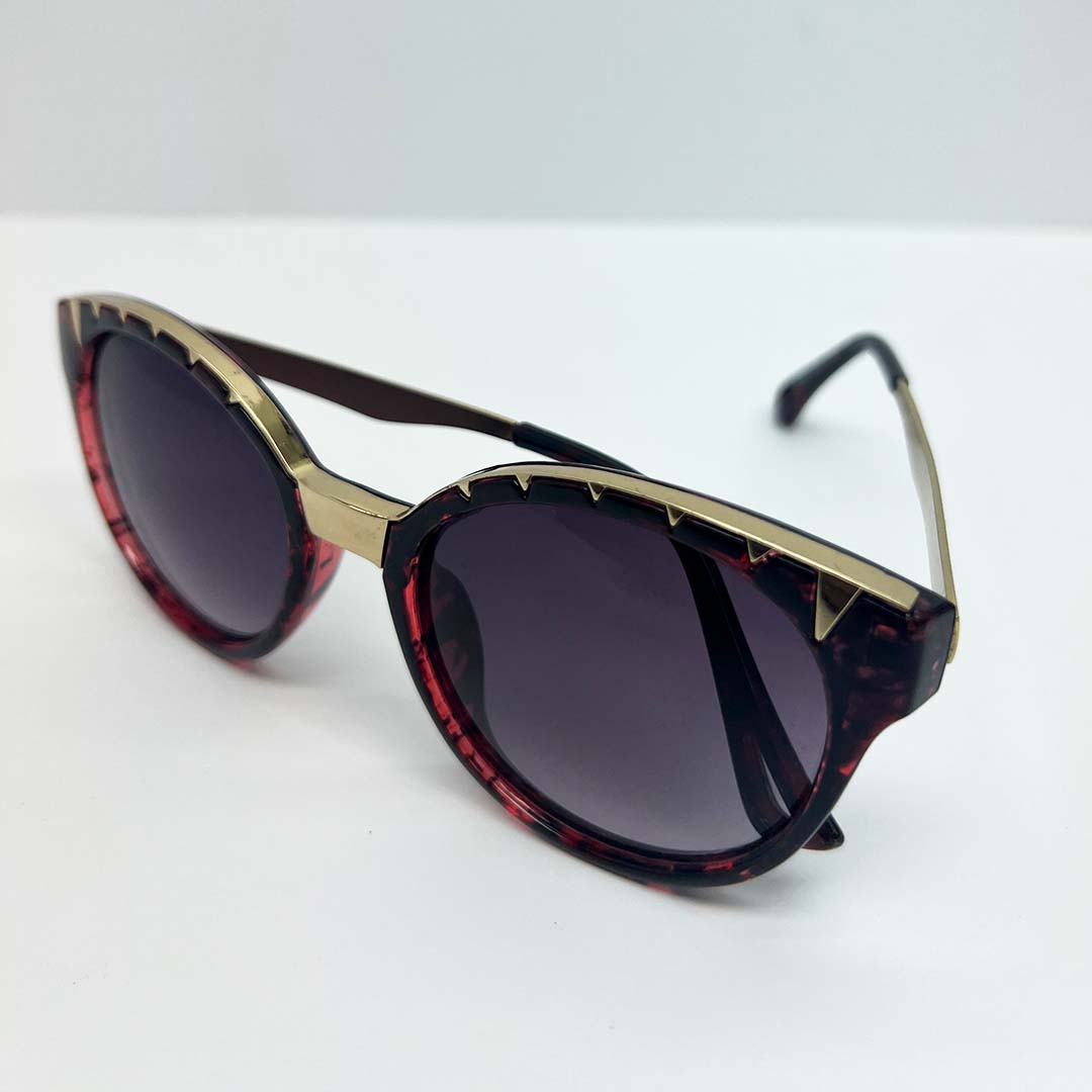 Red Raquelle Metal Rectangle Sunglasses