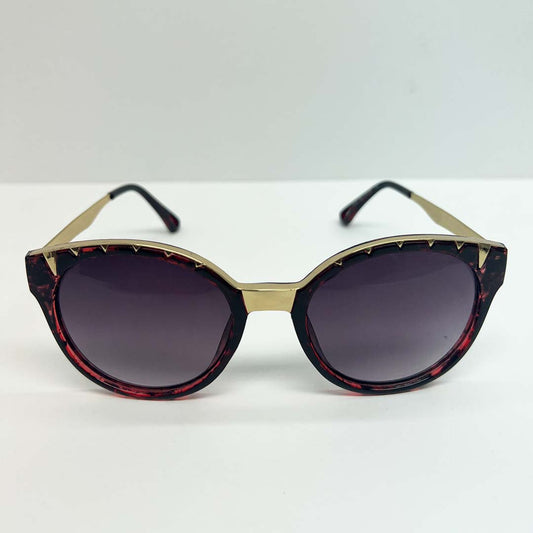 Red Raquelle Metal Rectangle Sunglasses