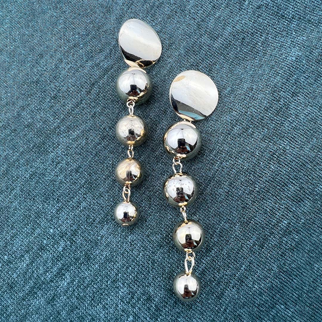 Long Ball Drop Sterling Golden Earrings