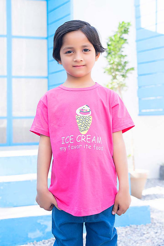 Baby Pink Ice Cream Cool Printed T-Shirt