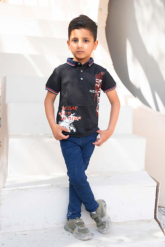 Boys Polo Printed T-Shirt