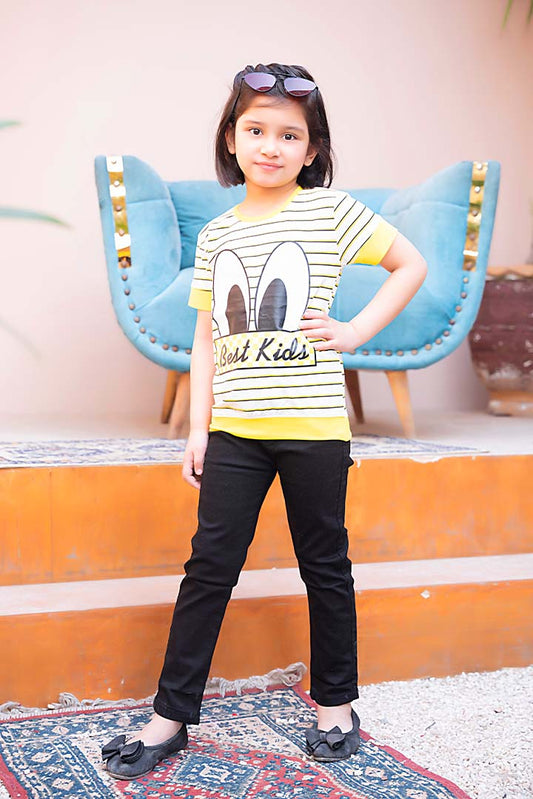 Girls Round Neck Printed Shirt